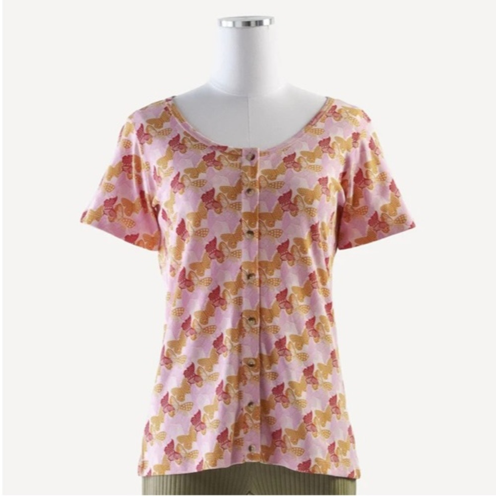 NWT Kate Quinn - women short sleeve button down tee
